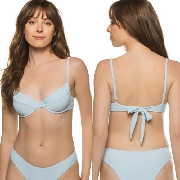 New WeWoreWhat Full Coverage Underwire Cottage Blue Bikini Top NWT Medium - Picture 3 of 10